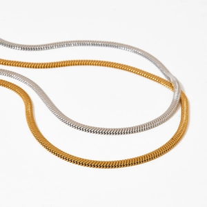 Minimalist PVD plated stainless steel square snake chain in gold and silver finish