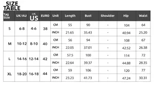 Detailed size chart for halter neck tank top and shorts set in CM and INCH measurements