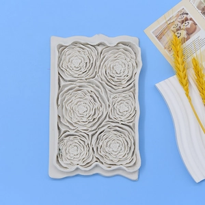 White 6-cavity 3D rose flower silicone mold for DIY baking and handmade candle making
