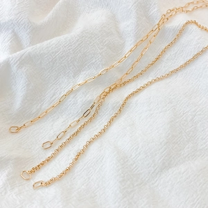 Gold stainless steel paperclip and rolo chain necklaces set for DIY jewelry making