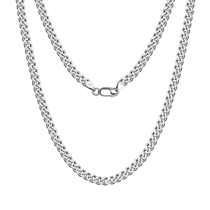 Gepolijste S925 sterling zilveren Cubaanse schakelketting met karabijnsluiting op witte achtergrond