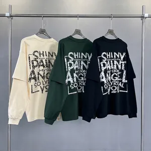 Oversize Lagenlook Langarmshirt mit Grafik für Herren in drei Streetwear Farben