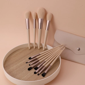 Professional Makeup Brushes Synthetic Fiber Soft Bristles Wood Handle Morandi Color With PU Leather Storage For Face Eye