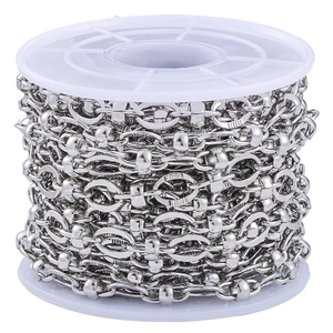 Oval bead stainless steel jewelry chain spool for DIY necklaces and craft accessories
