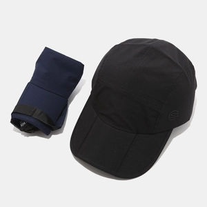 Breathable quick-dry outdoor baseball cap with foldable neck protector in black