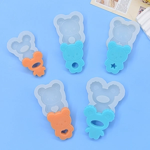 DIY bear silicone resin mold set featuring hollow heart and star designs for crafts