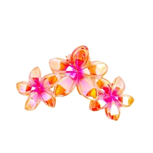 Tropical large plumeria flower hair claw clip with jelly orange gradient finish