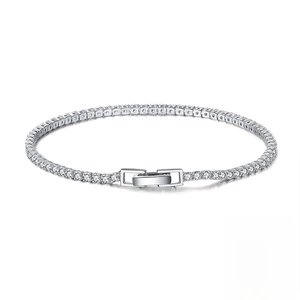 Detailed view of S925 sterling silver tennis bracelet with sparkling zircon stones