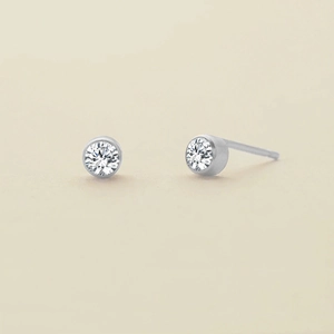 Boucles d'oreilles puces cristal rond clair en acier inoxydable argenté poli