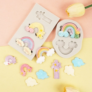 Molde de silicona de nube y arcoíris para decorar tartas de fondant y manualidades
