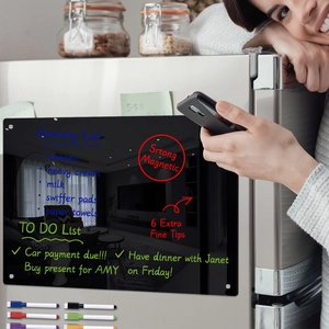 Strong magnetic acrylic weekly calendar for fridge with 6 extra fine tip markers