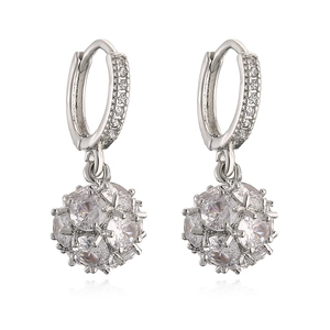 Exquisite gold-plated geometric earrings with sparkling zircon sphere pendants for women
