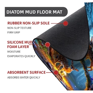 Three-layer diatom mud floor mat featuring a forest elk design and non-slip rubber backing