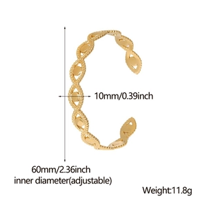 Dettagli delle dimensioni del bracciale rigido regolabile in acciaio da 10mm con occhio