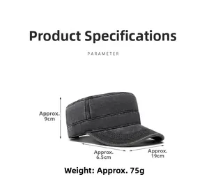 Detailed technical parameters for a dark grey washed cotton cadet military cap