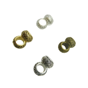 Silver and gold large hole diamond-pattern spacer beads for DIY jewelry making