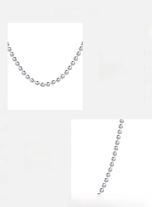 Detailed view of polished S925 sterling silver bead chain with high-gloss finish