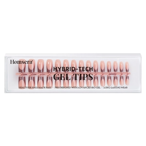 Einzelhandelsbox mit nude-farbenen French Gel-Nägeln und langlebigen Bio-Gel-Tips