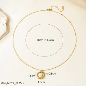 Detailed size specifications for the gold rose pearl necklace with 38cm chain and extension