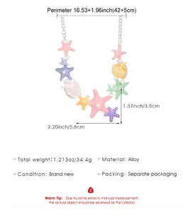 Tabella delle taglie con dimensioni della collana a stella marina e conchiglia