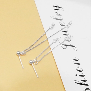 Detailed view of S925 sterling silver long chain earring components for jewelry making