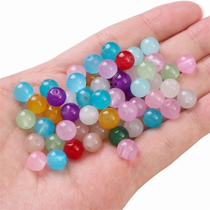 DIY colorful glass jelly finish round beads for handmade jewelry making and crafts