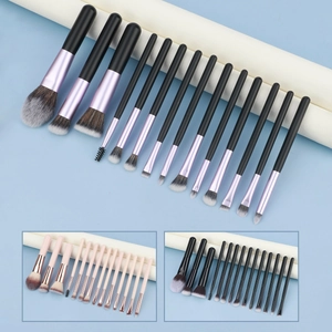 Set da 14 pennelli per trucco da viaggio con setole morbide e manici opachi neri