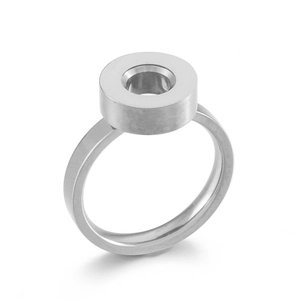 Minimalist gold stainless steel ring with a round cylinder mount for DIY jewelry making