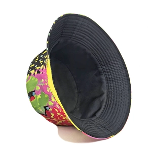 Fashionable tie-dye graffiti bucket hat with colorful print and double-sided reversible design