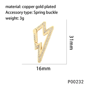 Détail d'un fermoir à ressort éclair de 31 mm avec zircons pavés et plaqué or cuivre