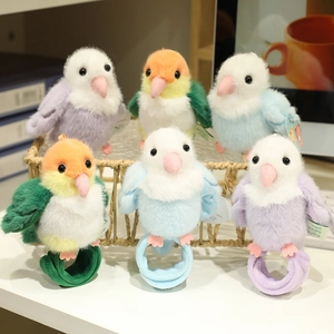 Cute Parrot Plush Slap Bracelet Bird Shape Snap Band Wristband Keychain Pendant Soft Animal Decorative Accessory
