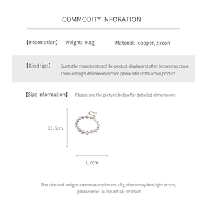 Detailed size chart for silver heart bracelet with colorful cubic zirconia stones