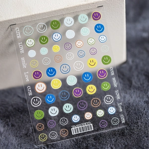 TENSOR TS-496 5D ultra-thin colorful smiley face nail stickers with cute text motifs