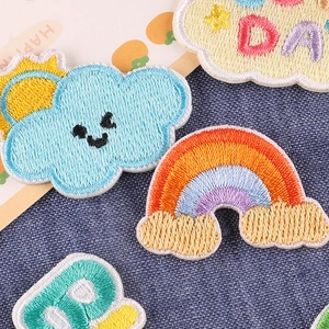 Vibrant cartoon rainbow and sun embroidery patches for clothing and accessories