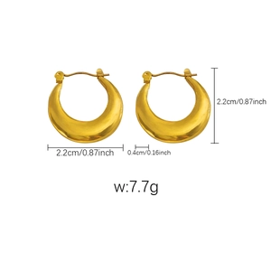 Tableau des tailles pour boucles d'oreilles croissant en acier inoxydable plaqué or 18 carats