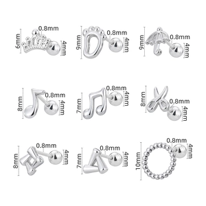 Titanium steel stud earrings set featuring geometric and animal shapes with screw backs