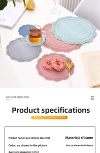Détail des sets de table en silicone dentelle aux couleurs pastel pour l'isolation