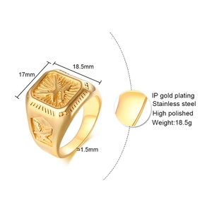Détails de la bague chevalière aigle en acier plaqué or 18 carats avec dimensions 17x18,5mm