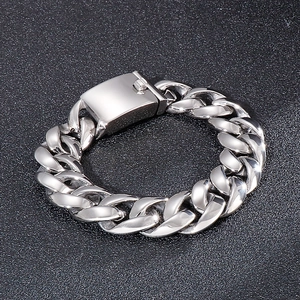 Silver stainless steel snake pattern cuban link bracelet for men with secure clasp