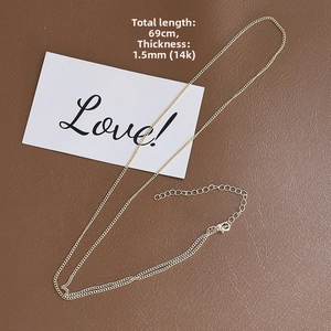 14k gold plated adjustable necklace chain 1.5mm thickness showing 69cm total length