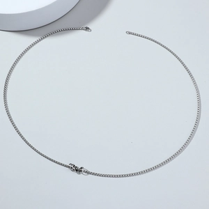 Minimalist silver round circle pendant necklace with elegant fine box chain design
