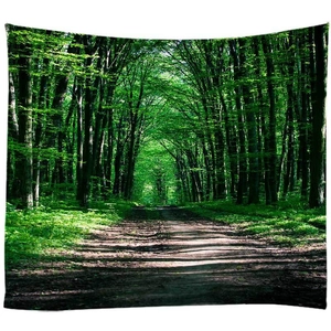 Wandteppich mit Naturwaldweg für die Dekoration von Schlafzimmern auf weißem Hintergrund