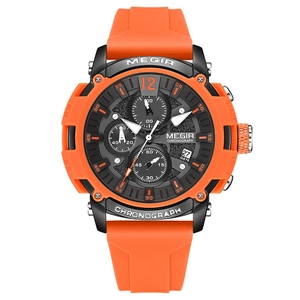 MEGIR Montre Chronographe de Sport pour Homme Lumineuse Étanche à Quartz avec Bracelet en Silicone Montre Casual