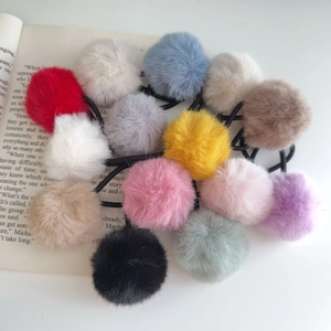 Faux Fur Pom Pom Hair Ties Soft Plush Ball Elastic Hair Bands Sweet Candy Color Scrunchies For Girls Women Hair Accessories