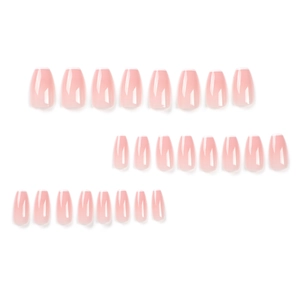 Classic French ballet style press-on nails with white tips and nude jelly base