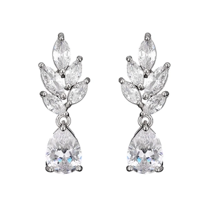 Klassische silberne Ohrringe mit Marquise- und Tropfen-Zirkonia für Hochzeiten