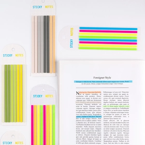 Translucent colorful PET sticky note strips for book indexing and highlighting