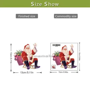Size chart for Santa Claus switch sticker showing 13cm finished and 15cm original dimensions