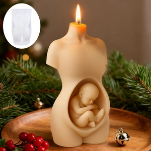 Moule en silicone 3D pour bougies corps de femme enceinte avec détails fœtaux