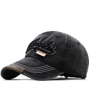 Baseball Cap Washed Distressed Cotton 3D Embroidered Los Angeles Letter Retro Vintage Outdoor Sun Protection Adjustable